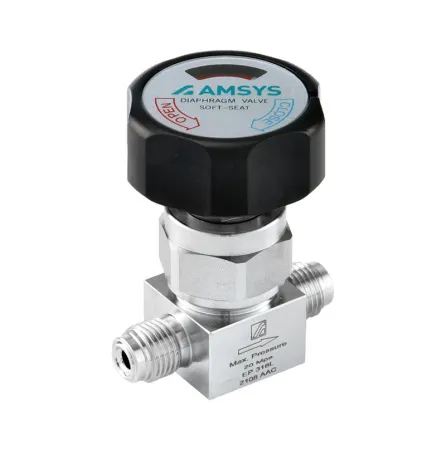 Клапан мембранный AMFLO, DV26 MV4, нержавеющий SS316L, 206 bar, 2-х портовый, соединения VCR 1/4" наруж. + приварной ниппель с гайкой VCR 1/4"