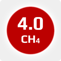 Метан  (CH4) 4.0 (99,99%) в баллоне 40л. 150 бар, соединением W21,6x1/14'' LH (DIN 1)